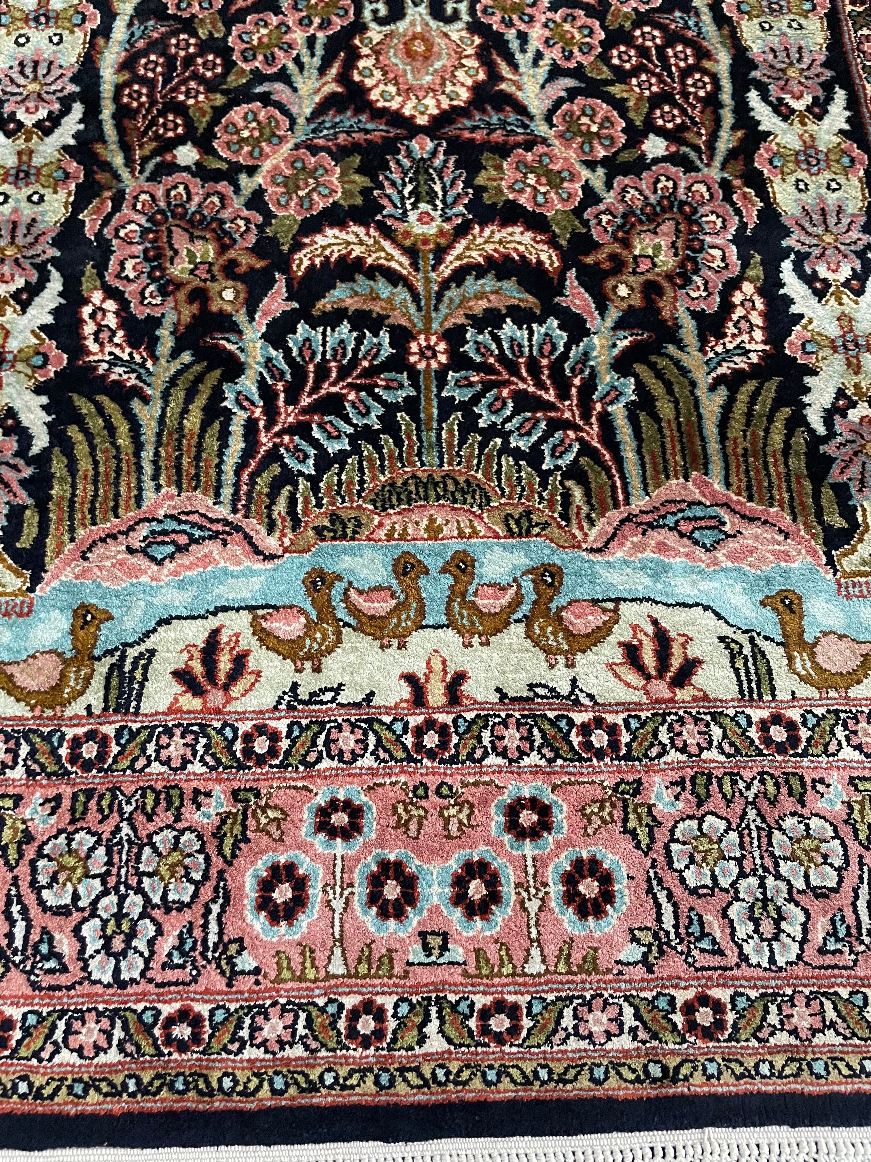 Kashmir silk rug 128x76cm